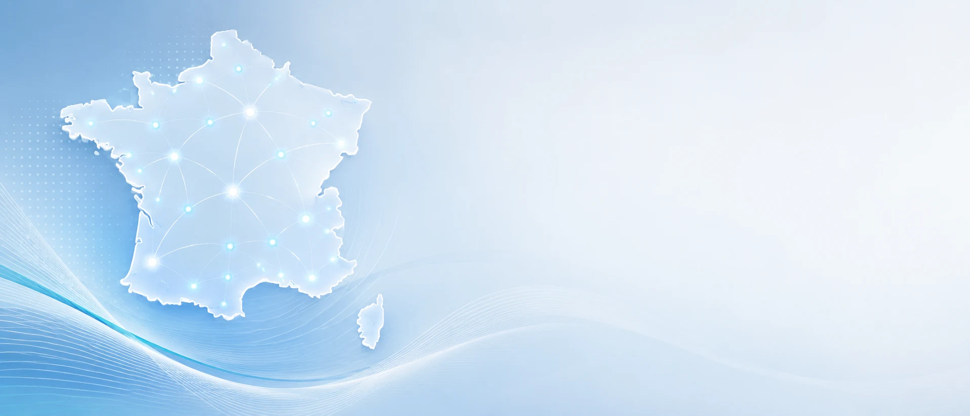 Carte connectée de la France illustrant la couverture nationale des services ITS PLUS.