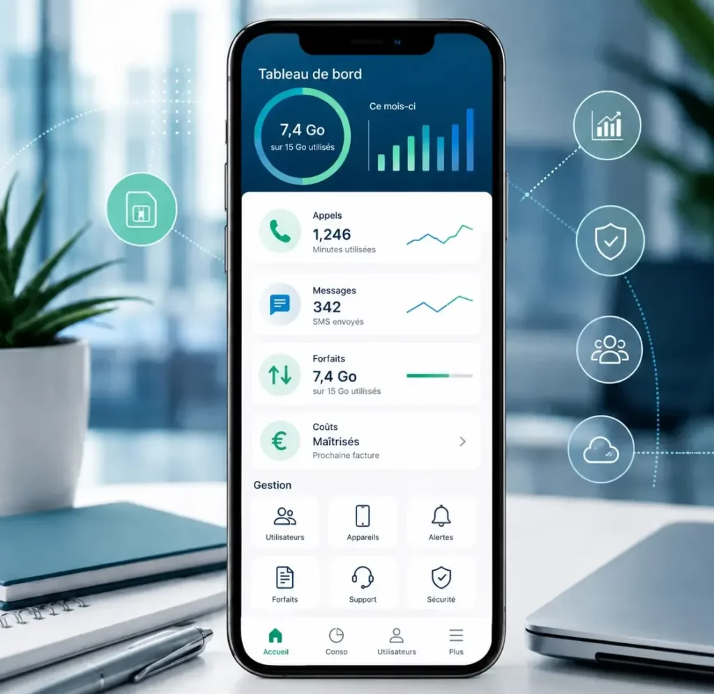 Gestion de flotte mobile entreprise et forfaits mobile pro centralisés.